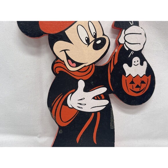 Vintage Walt Disney Co HALLOWEEN 2  MICKEY MOUSE 6” Wooden Ornament 1987 RARE - Picture 12 of 16